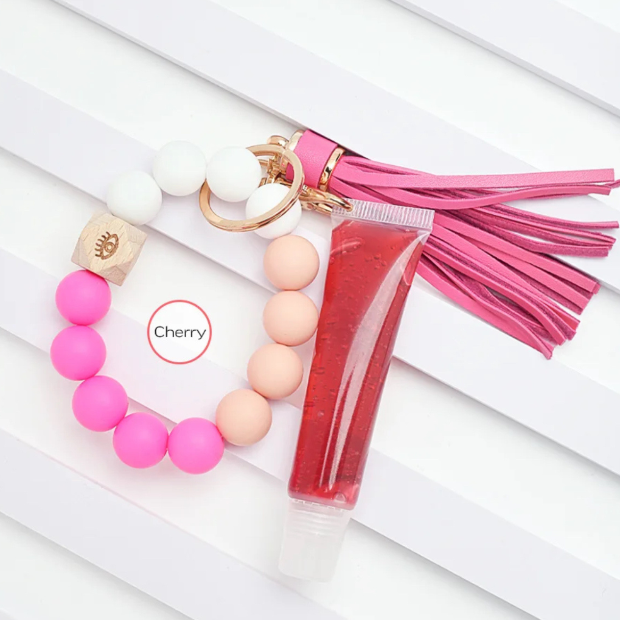 Lip Gloss + Beads + Tassel Keychain