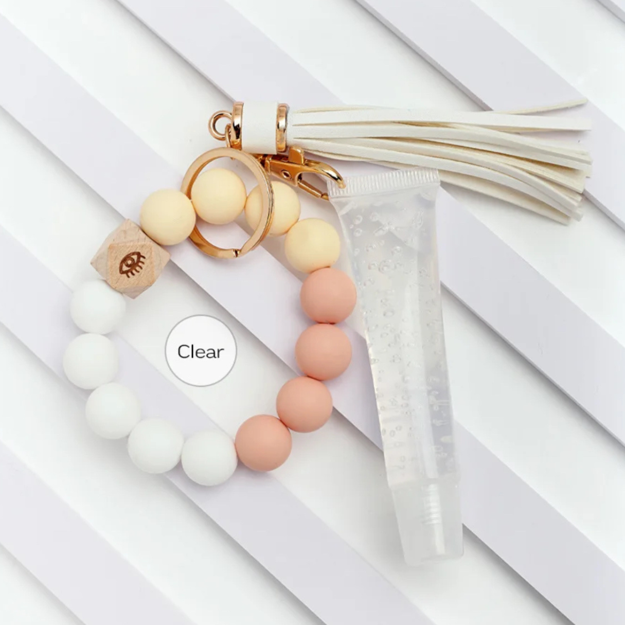 Lip Gloss + Beads + Tassel Keychain