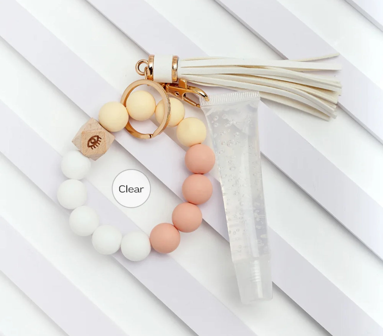 Lip Gloss + Beads + Tassel Keychain