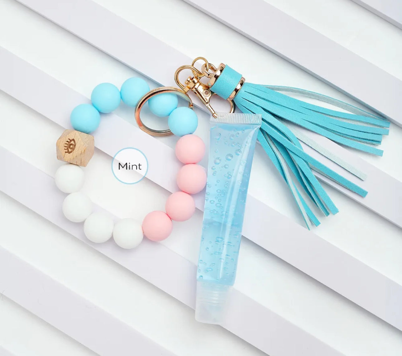 Lip Gloss + Beads + Tassel Keychain